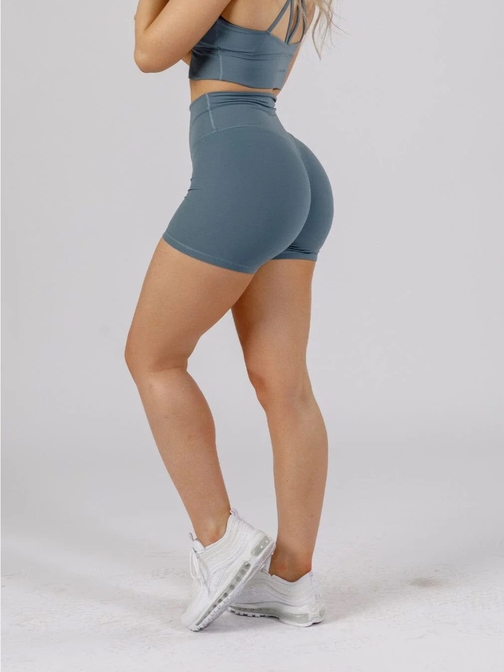 PARAGON High-Waist Dusty Teal Bike Shorts